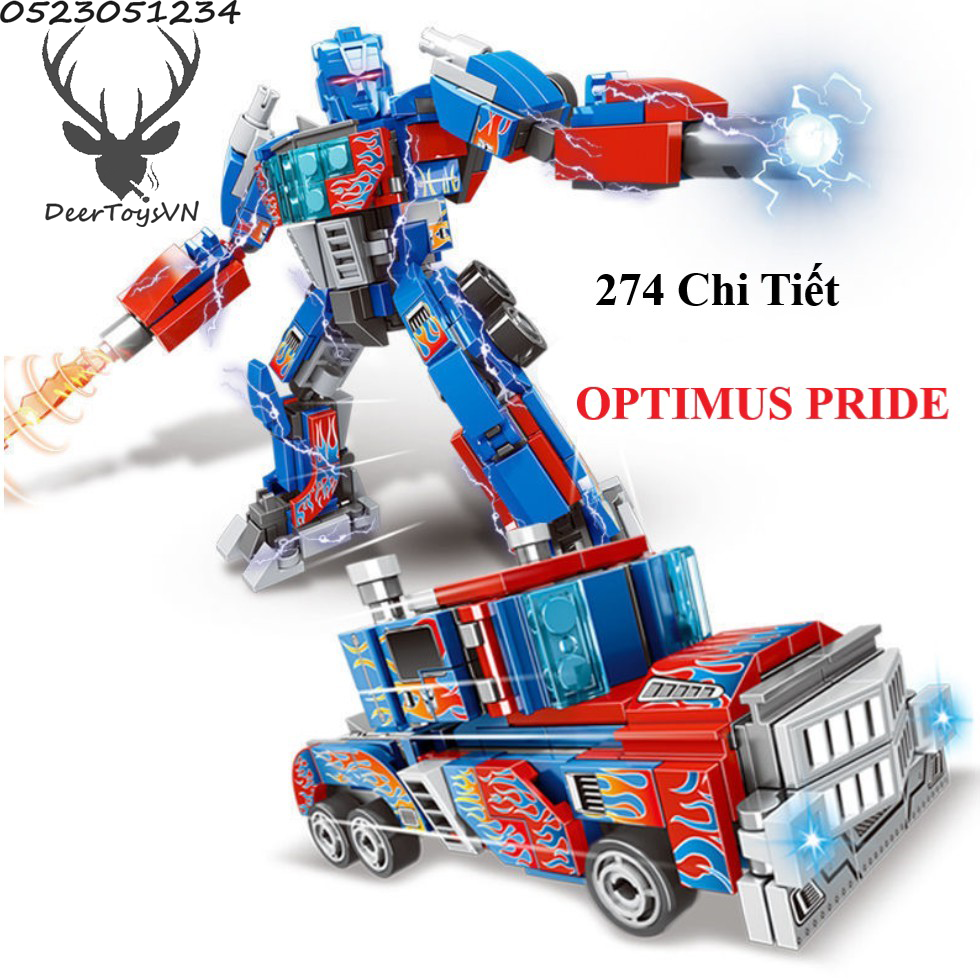 Bộ đồ chơi xếp hình lắp ghép transformer optimus prime - láp ráp robot biến hình