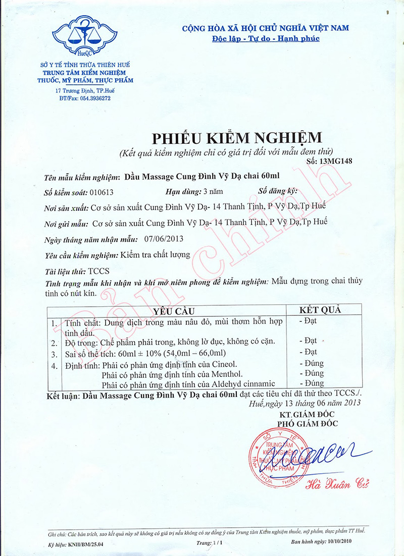 Dầu massage Huế cung đình vỹ dạ ( chính hãng chai lăn xoa bóp )