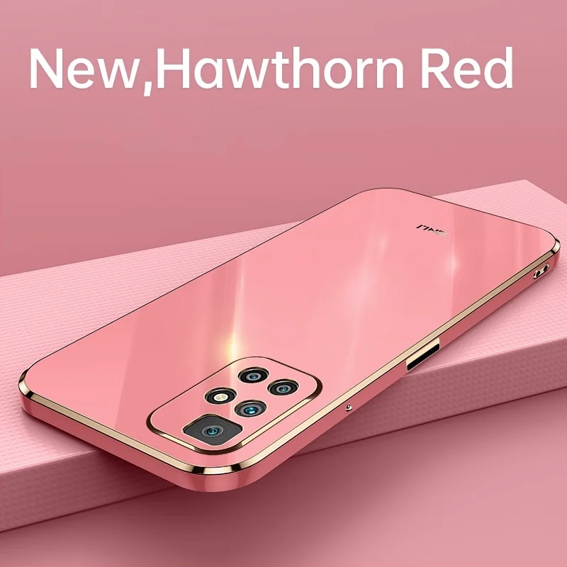 Fashions High Quality Casing for Xiaomi Redmi 10 Solid Color Straight Edge 6D Plating Phone Case Soft Cover.