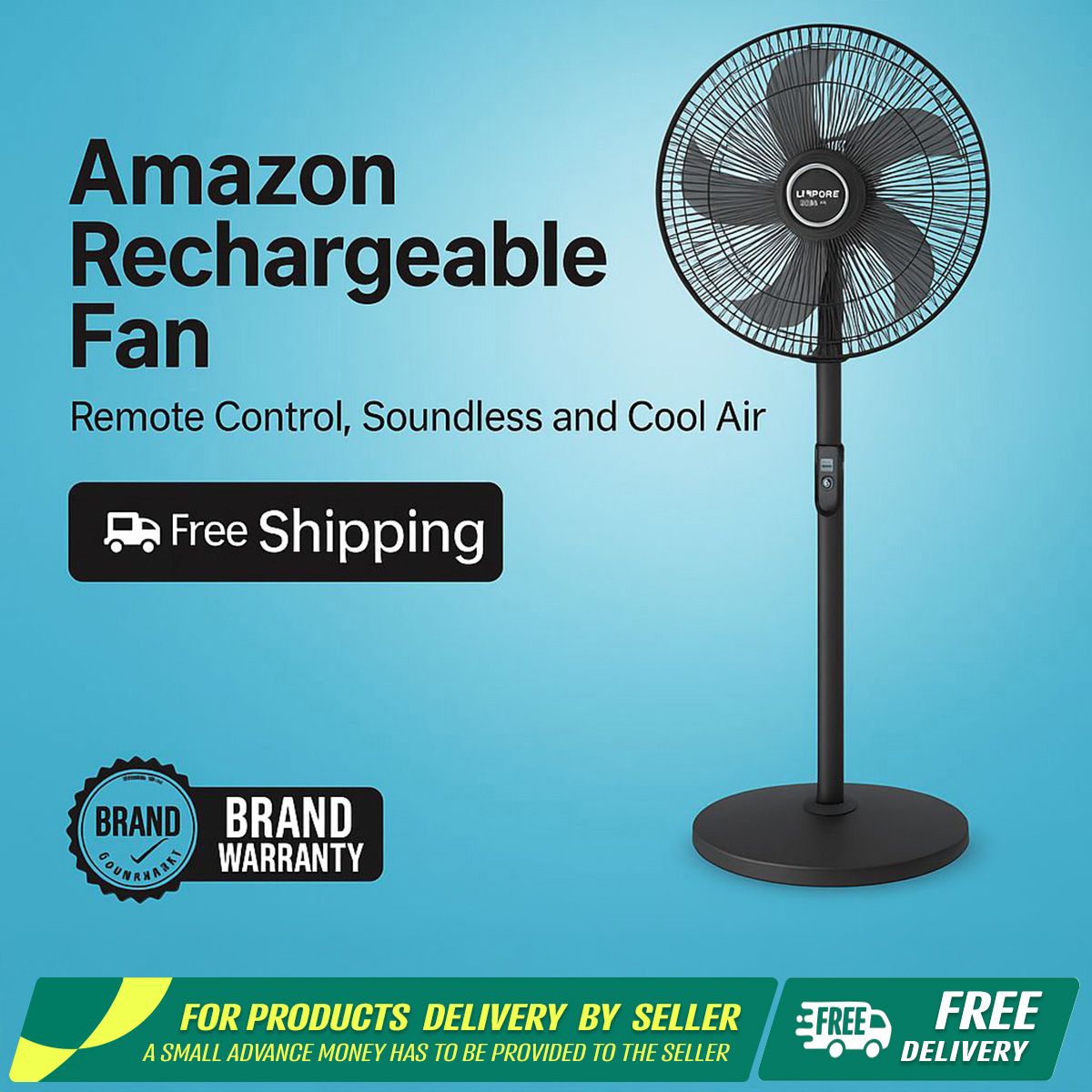 Amazon Charger Fan HT-AF15 Remote Control Rechargeable Fan for Soundless and Cool Air