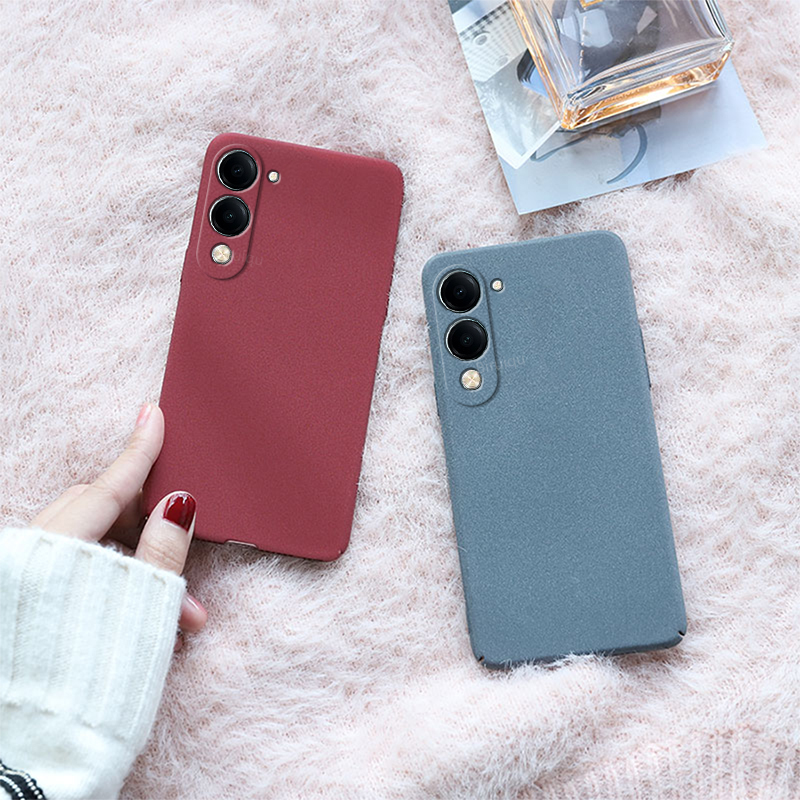 Biruiqu For VIVO Y04/Y19e/Y19 5G Shockproof Anti Slip Soft TPU Sandstone Matte Back Case Cover.