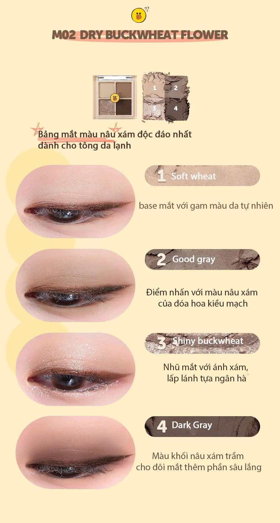 Bảng Phấn Mắt 4 Ô Romand Better Than Eyes