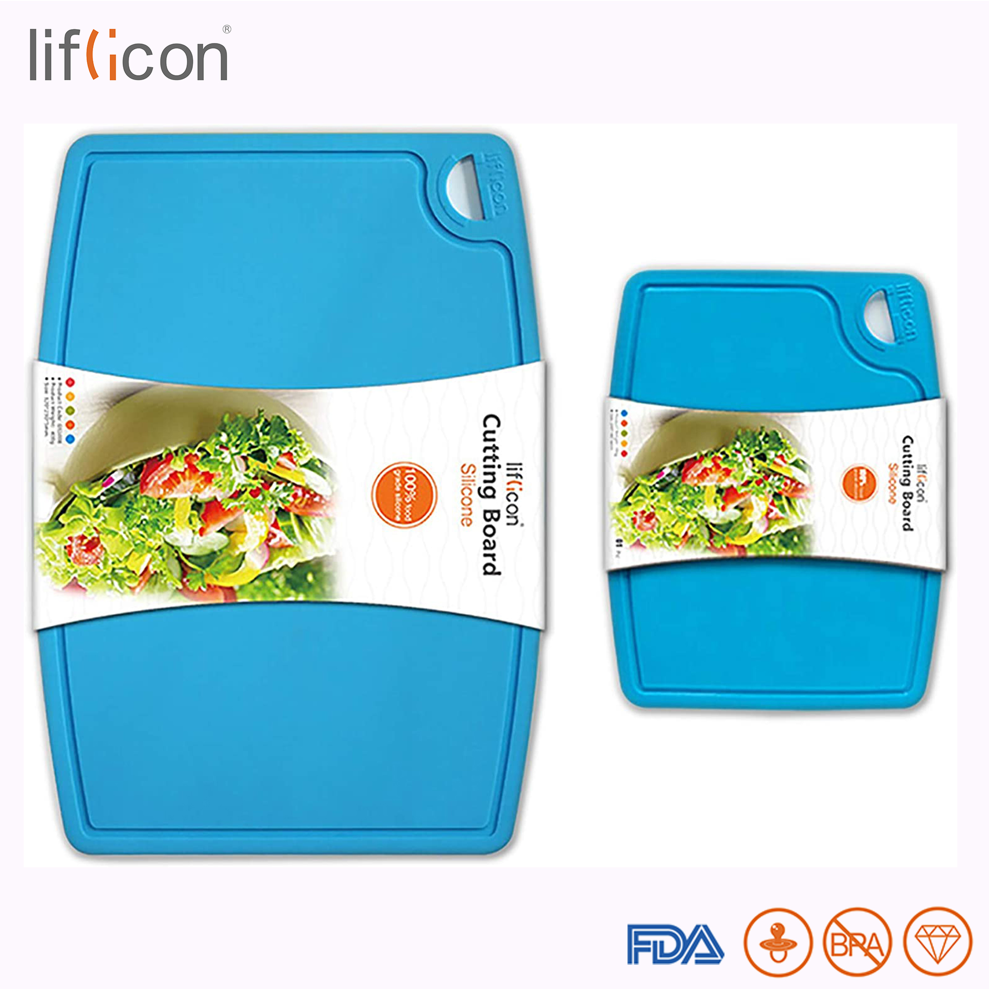 Liflicon Silicone Cutting Board Set Of 5 – Color Coded, Non-Slip, Heat Resistant, Dishwasher Safe (L+Mid+Mini, Yellow)