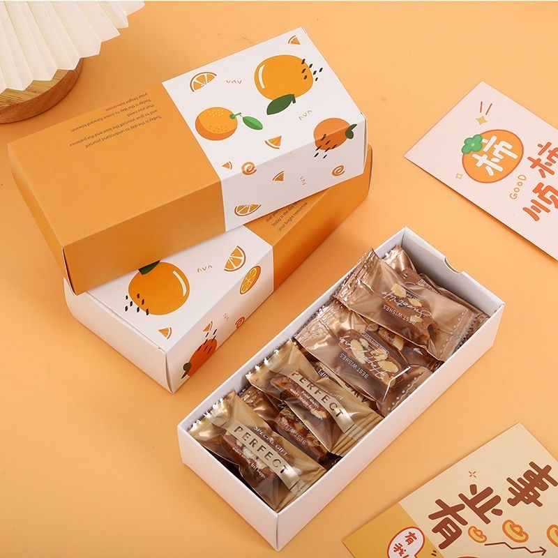 Hộp đựng bánh cookie quả cam,hoa đào
