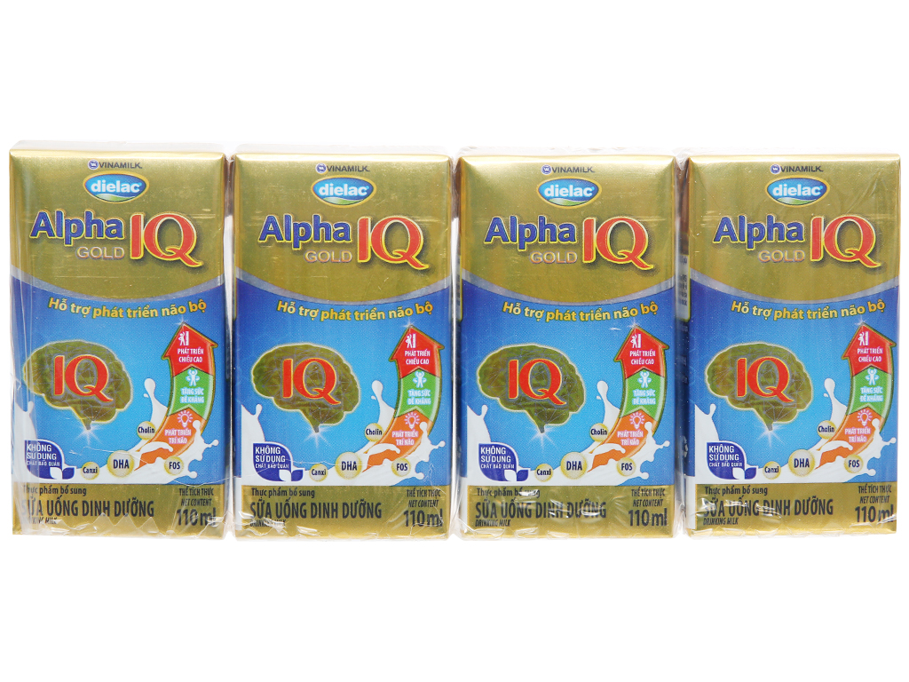 Lốc 4 hộp Sữa Bột Pha Sẵn Alpha Gold IQ 110ml