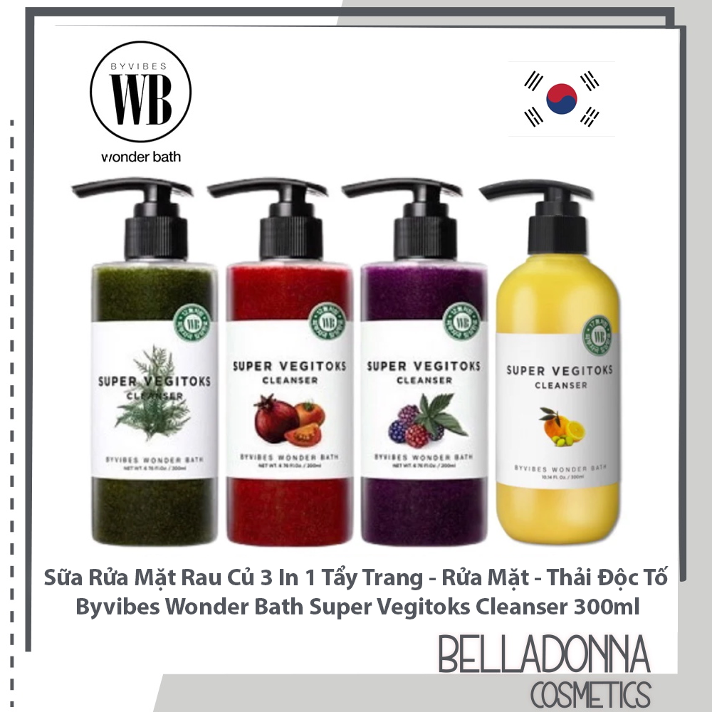 Sữa Rửa Mặt Rau Củ 3 in 1 Tẩy Trang - Rửa Mặt - Thải Độc Tố Wonder Bath Super Vegitoks Cleanser 300ml [3 Phân Loại]