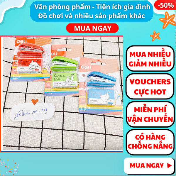 Đồ bấm kim Deli chất lượng cao kèm 1000 kim bấm giá rẻ,bấm kim số 10,Đồ bấm kim,máy bấm kim,Aplusmart
