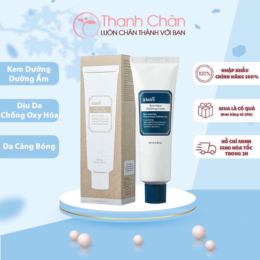 Kem Dưỡng Cho Da Khô Klairs Rich Moist Soothing Cream 80ml