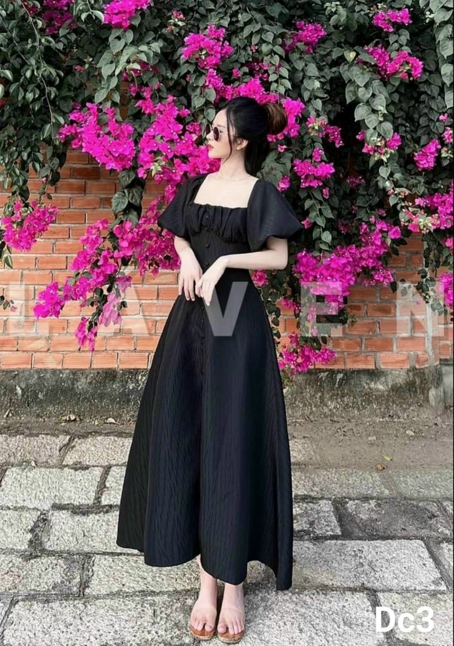 đầm lụa cao câp 3 màu dáng xòe xinh lung linh ld22