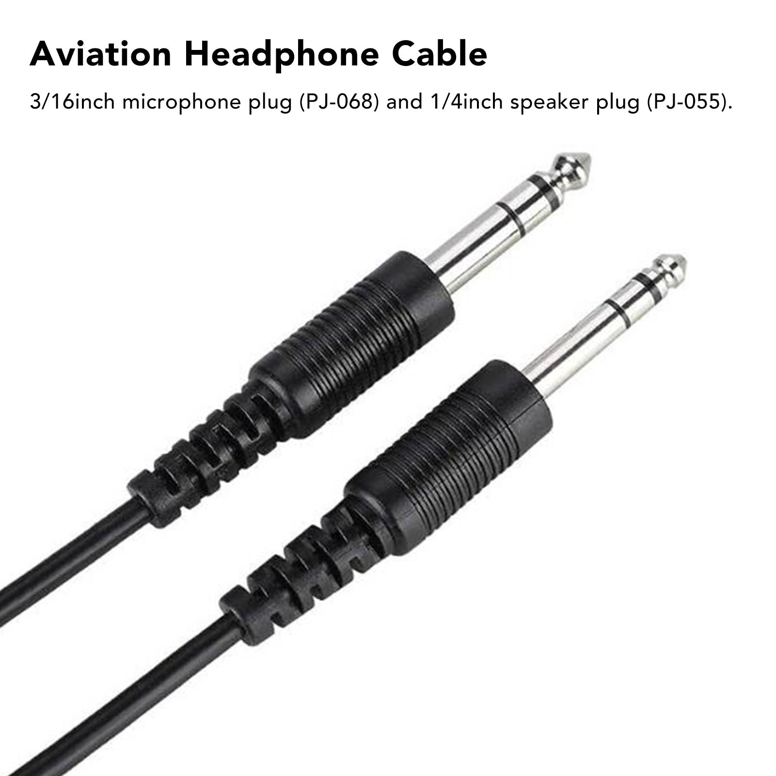Aviation Headset Cable Replacement Premium PVC Dual GA Plug Pilot Headphone DIY Cable 6.6ft