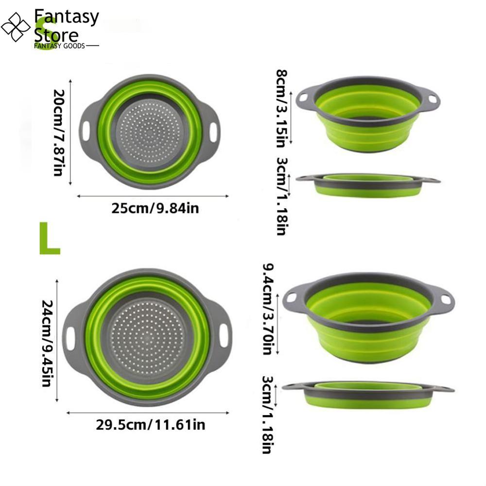 FG Collapsible Colander Silicone Folding Drain Basket Fruit Vegetable Washing Basket Foldable Strainer Kitchen Storage Tool