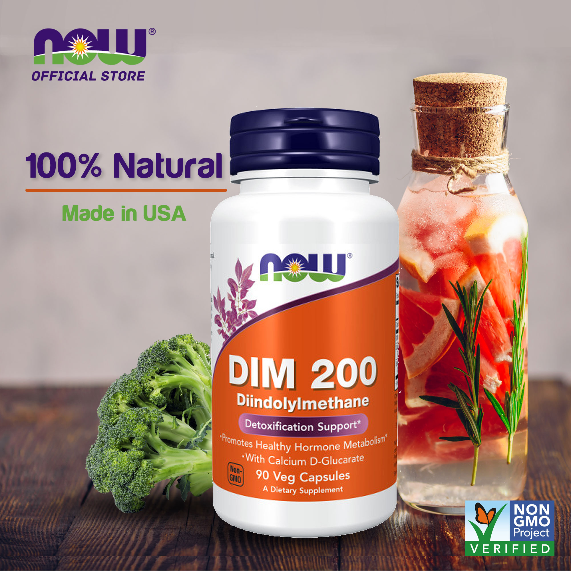 NOW FOODS Supplements, DIM 200 (Diindolylmethane) with Calcium D-Glucarate,  90 Veg Capsules - Lazada Singapore