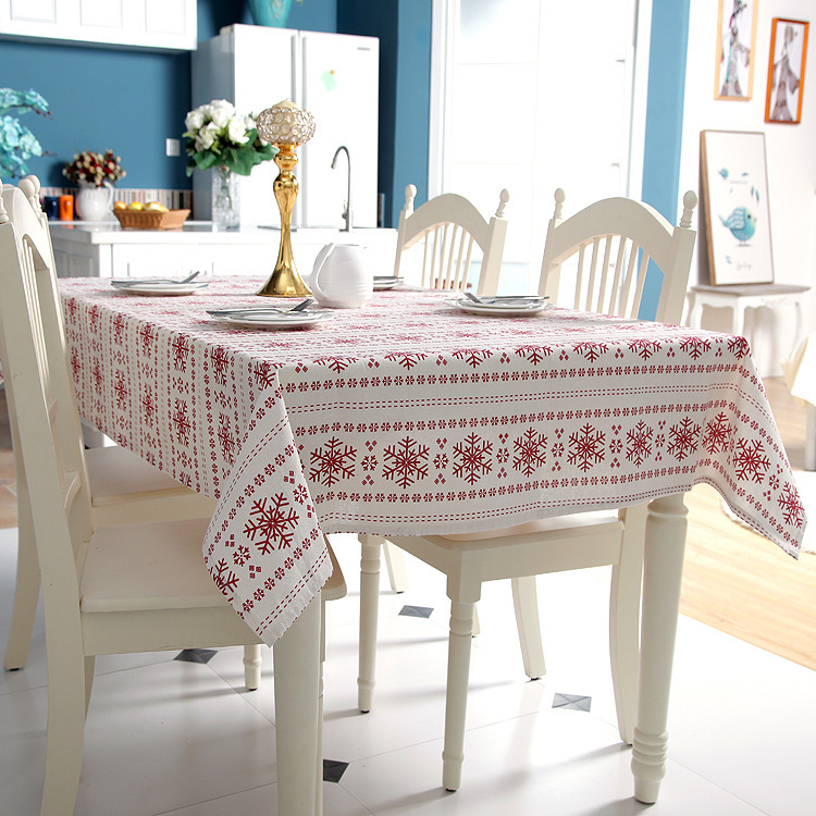 Đơn giản bông tuyết màu Đỏ Khăn trải bàn giáng sinh, trang trí ngày lễ, polyester cotton in Bàn trà Khăn trải bàn, khăn trải bàn ăn 140*300cm kích thước, 4/6/8 ghế Khăn trải bàn, khăn trải bàn cho các bên