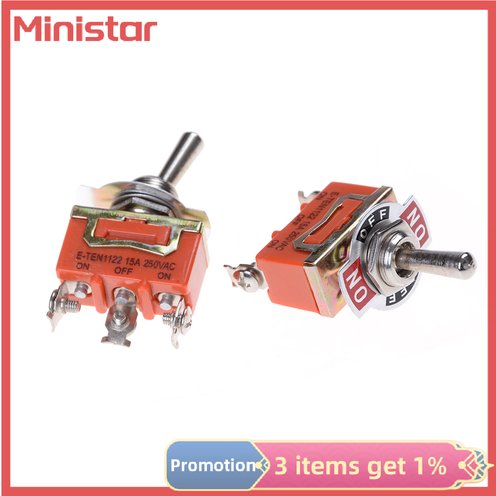 Ministar 3 Terminals Orange SPDT Locking Toggle Switch 250V 15A ON-OFF-ON