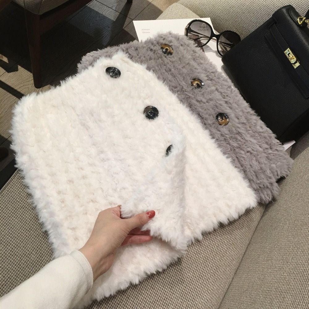 IUYJN Cổ áo Khăn choàng vải nhung lông Cổ áo giả Khăn choàng Cashmere Khăn len dệt kim Dày Áo chui đầu cổ Khăn quàng cổ Cashmere mùa đông Nữ/Nam