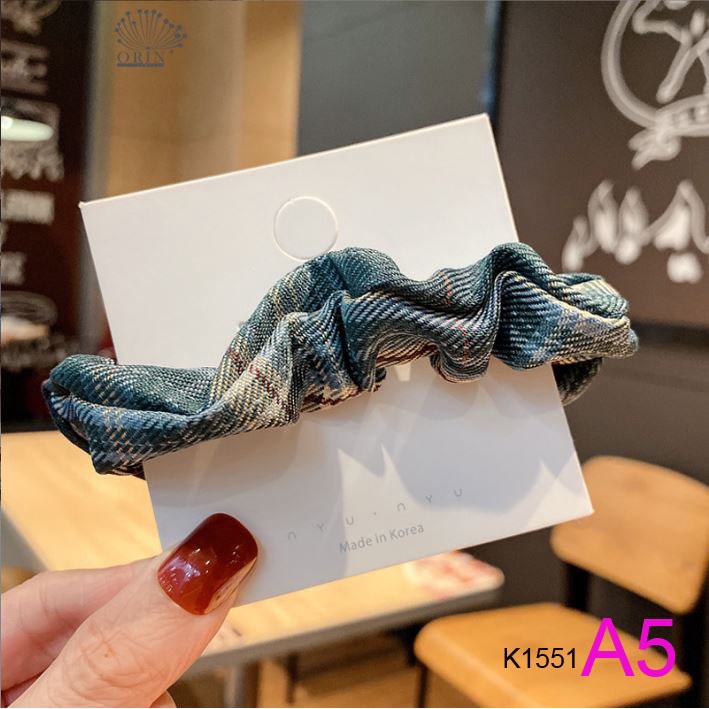 Dây buộc tóc, cột tóc scrunchies caro thời trang thanh lịch Orin K1551