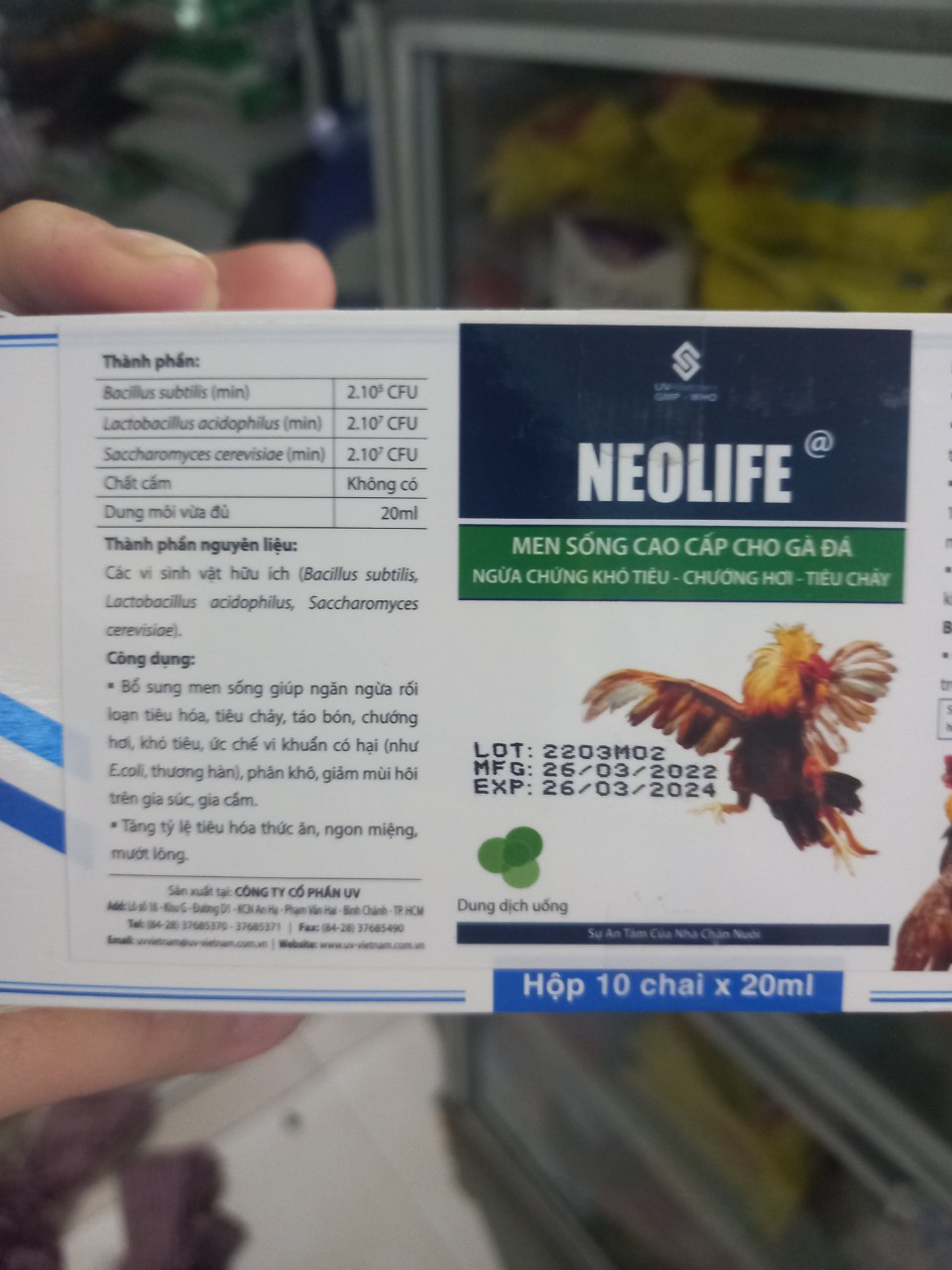 Neolife, Lọ 10ml, Men Tiêu Hóa Dùng Cho Gà Đá