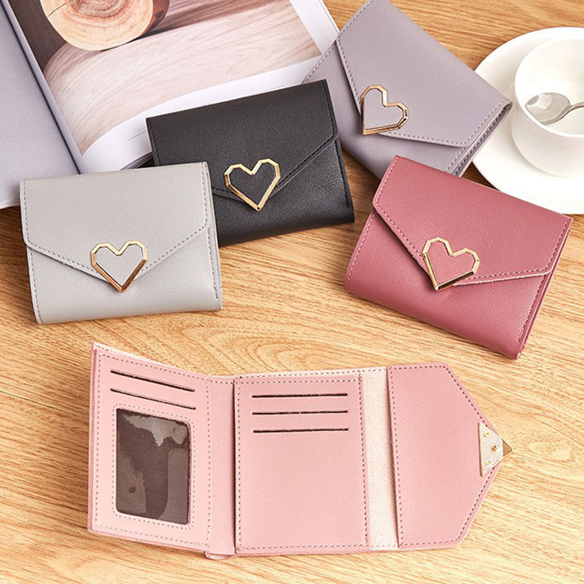 Ví nữ mini cầm tay khóa trái tim dễ thương