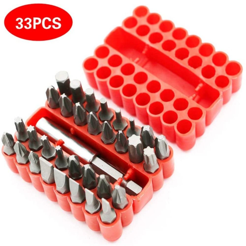 AGANESS 33Pcs Cross-Head Tamper Proof Woodworking Tools Extension Rod Security Screwdriver Bit Head Set Screwdriver Bits Set Spanner Bit Holder