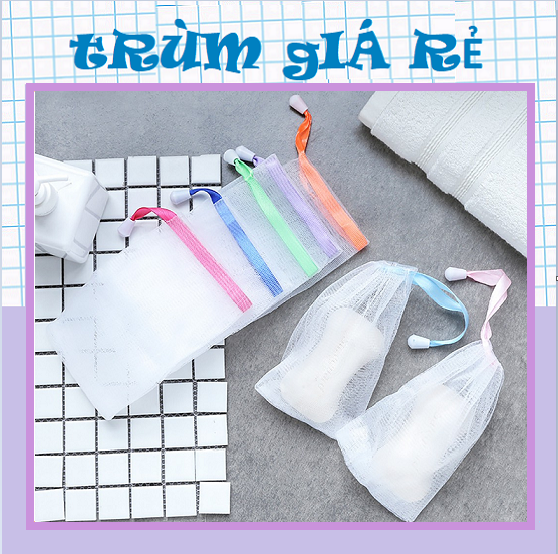 Túi Lưới Đựng Xà Phòng Tạo Bọt Tiện Lợi  Size 15x9 , Túi Tạo Bọt Có Dây Rút Kích Thước ( loại 2 lớp dày dặn) Trùm giá rẻ