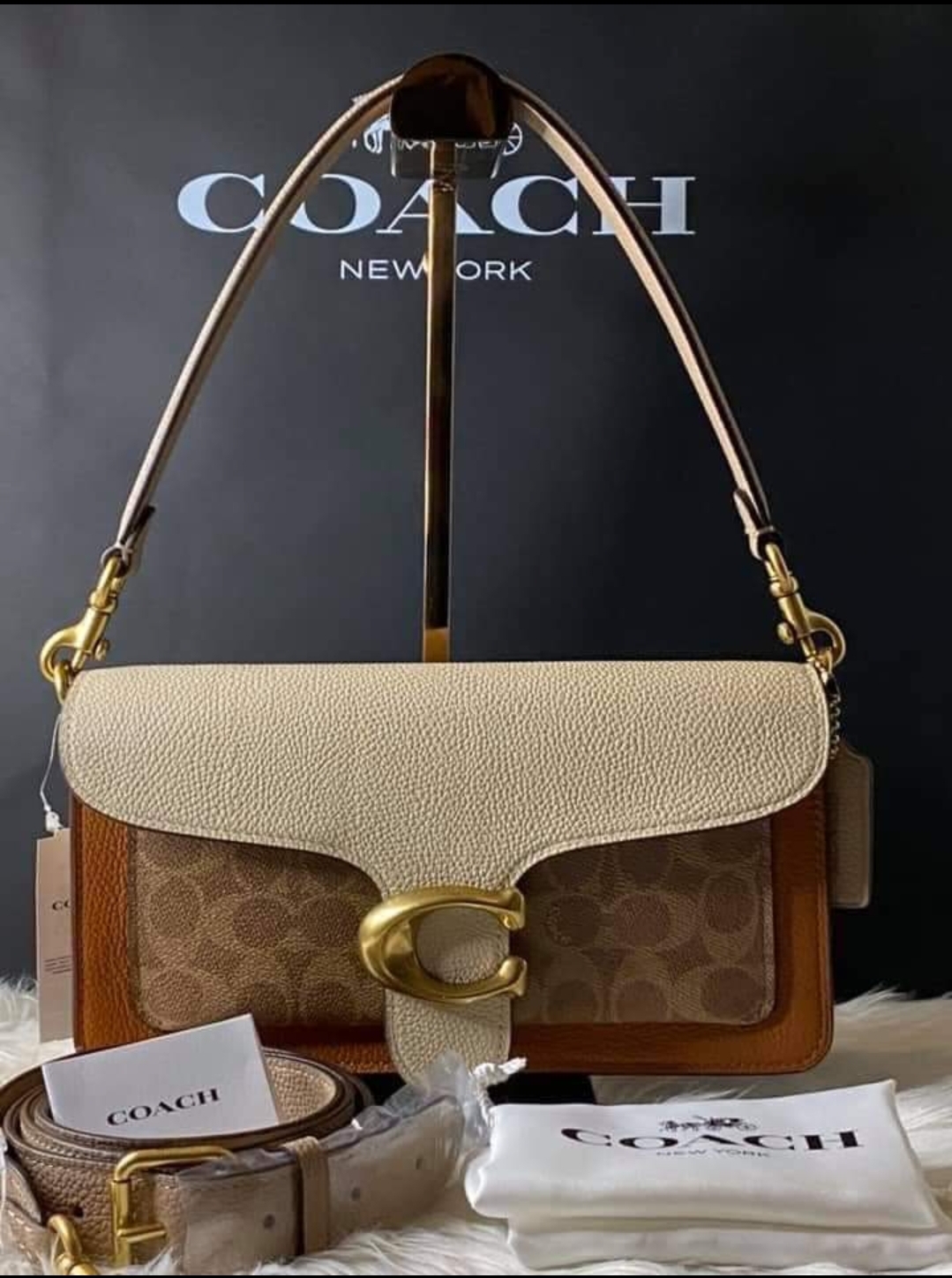 Coach 91215 Tabby Shoulder Bag 26 in Ivory Refined Calf Leather and Tan ...