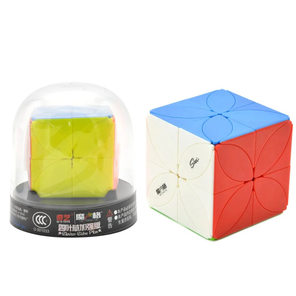 Original Gift Box Qiyi Four Leaf Clover Cube 3X3 Cube Strange-Shape 3X3x3 Cube Skew Speed Cube Professional Puzzle
