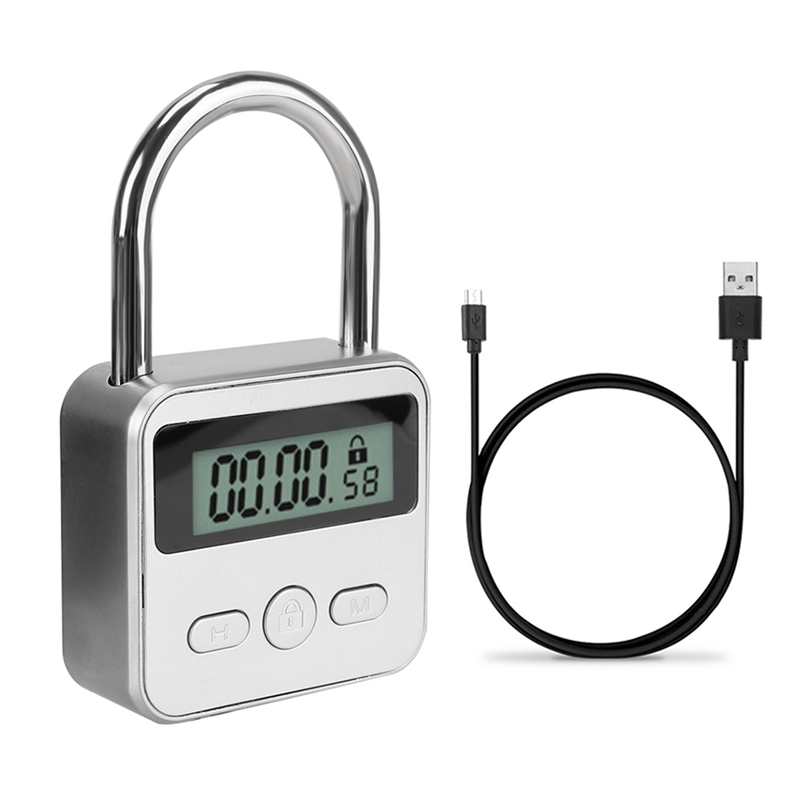 Smart Time Lock LCD Display Electronic Timer Switch USB Rechargeable Timer Padlock Travel Electronic Timer