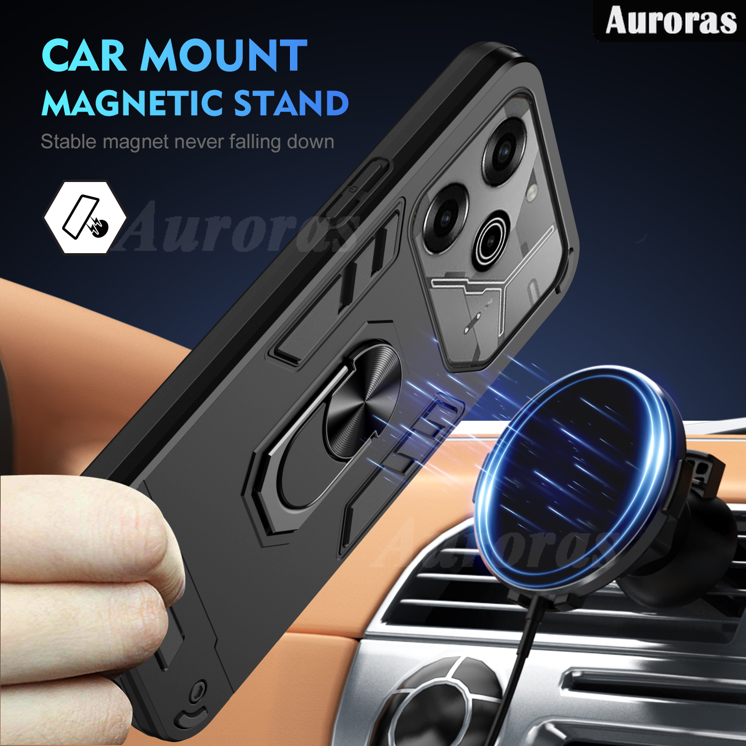Phone cover For Tecno Pova 6 Pro case Shockproof Armor Stand with Holder Car adsorb Ring case shell For Tecno Pova 6Pro Cases Housing.