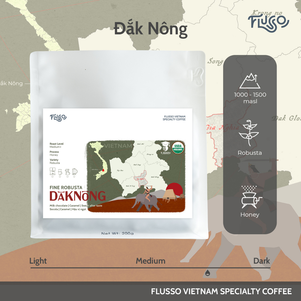 Cà phê Hữu cơ Fine Robusta Đăk Nông đạt chuẩn USDA