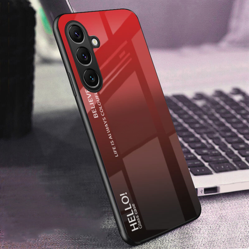 Phone case Samsung Galaxy A16 Gradient Mirror Tempered Glass Protector Hard Back Cover Samsung A16 Case. 