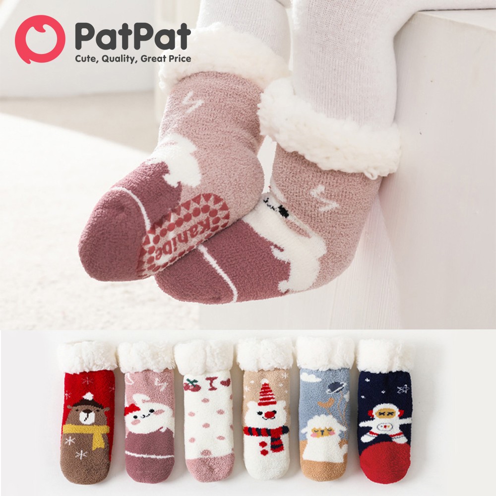 PatPat Baby Toddler Christmas Pattern Fleece-lining Thermal Socks