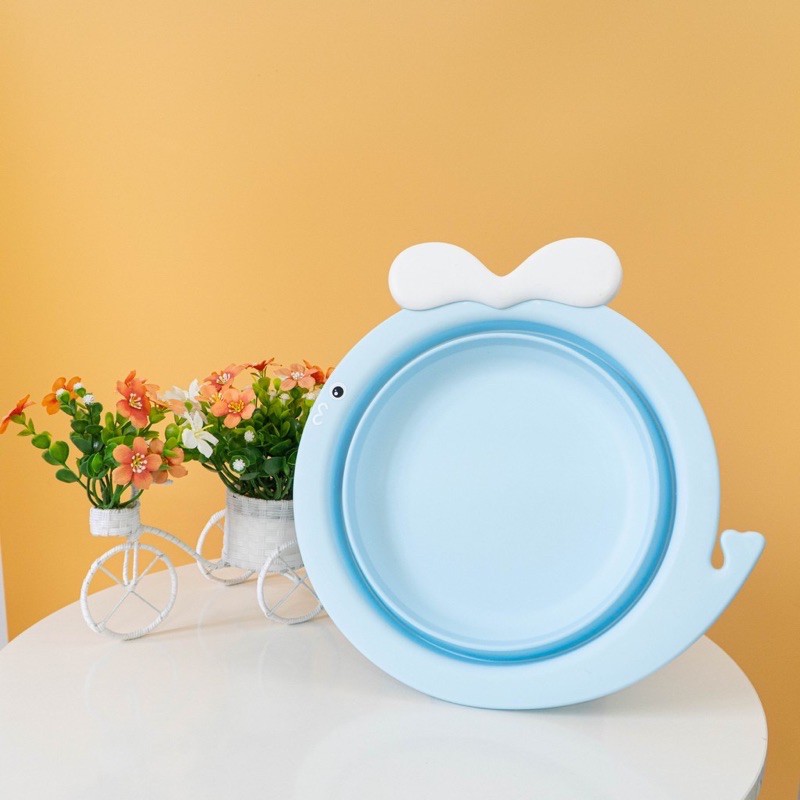 Thau Chậu rửa mặt gấp gọn hình cá heo cho bé