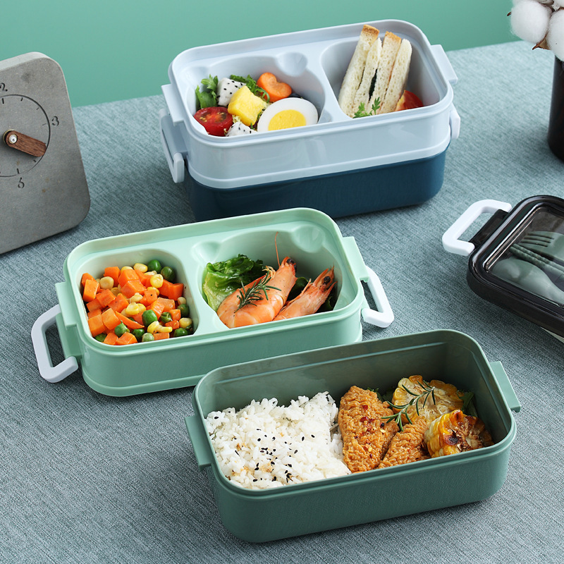 Plastic lunch box lunch box multilayer office car student office workers microwave heating frame double lunch box.