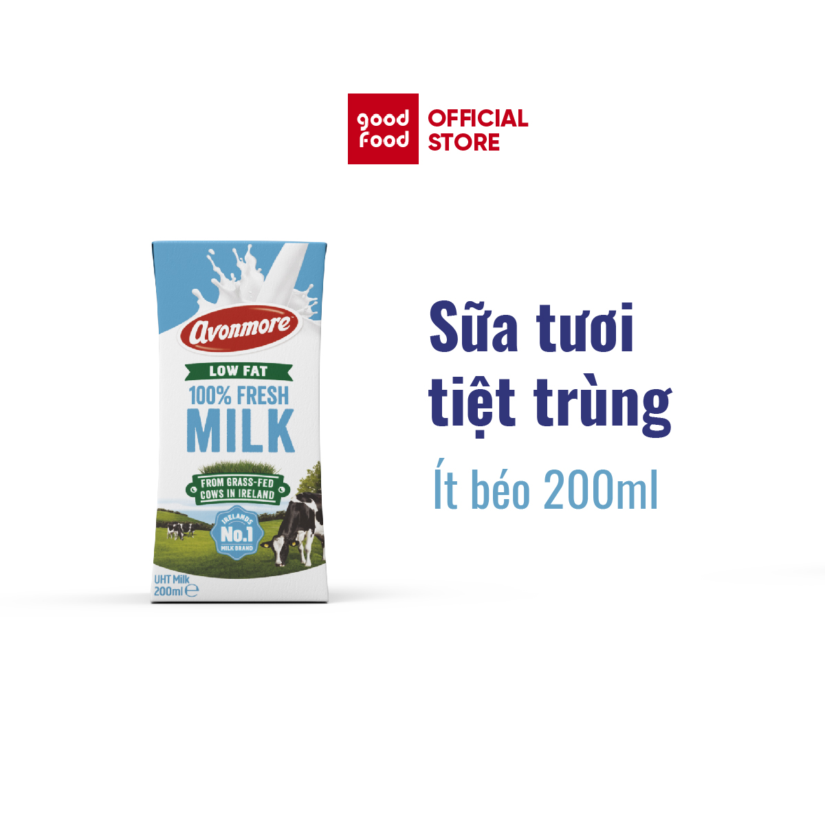Sữa tươi ít béo tiệt trùng không đường Avonmore UHT Low Fat Milk 200ml