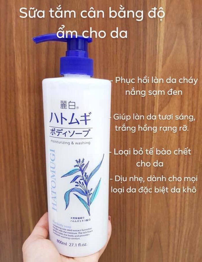 Sữa tắm Hatomugi thảo dược (Ý dĩ) 800ML- NHẬT BẢN