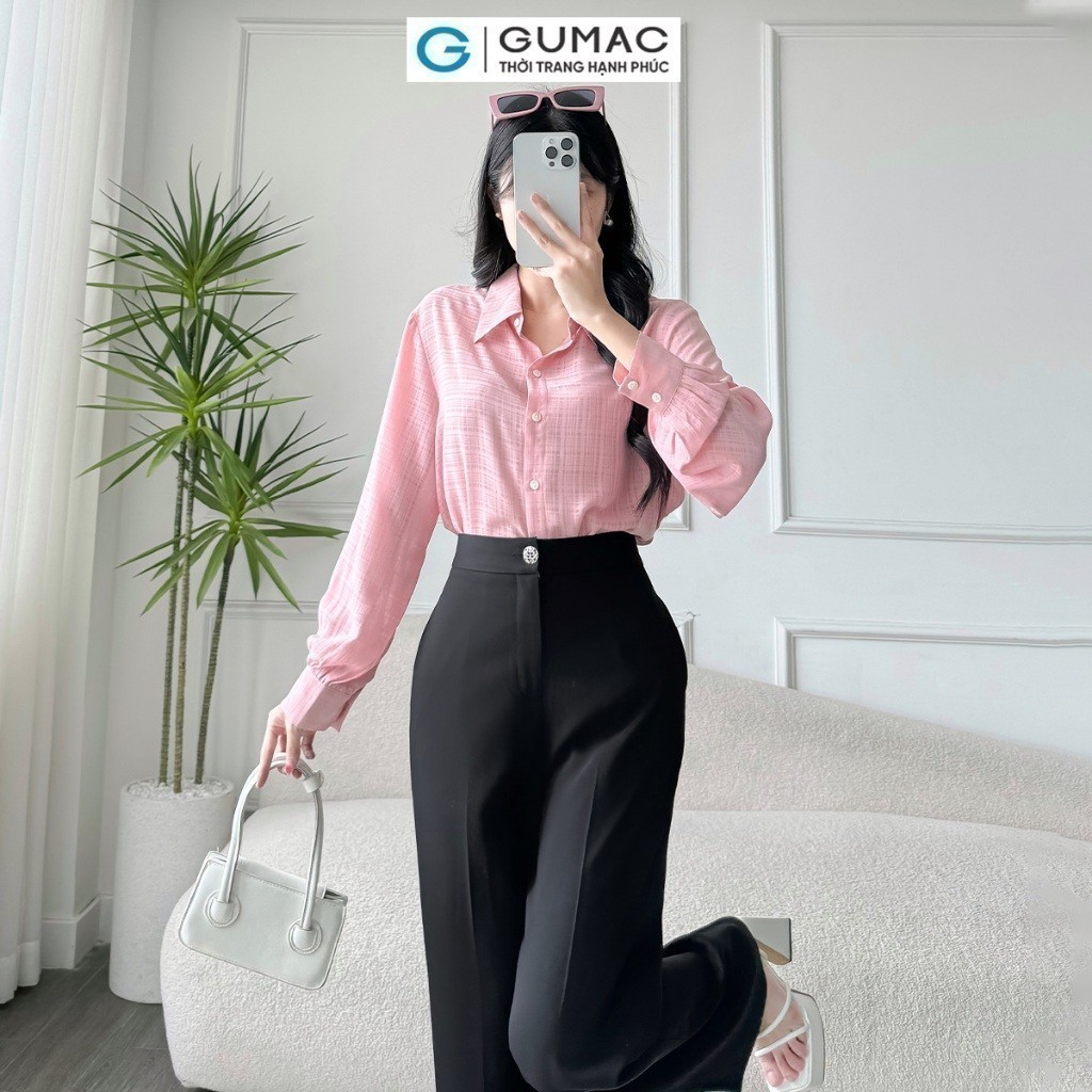 Áo sơ mi nữ bâu nhọn thời trang GUMAC AE01080