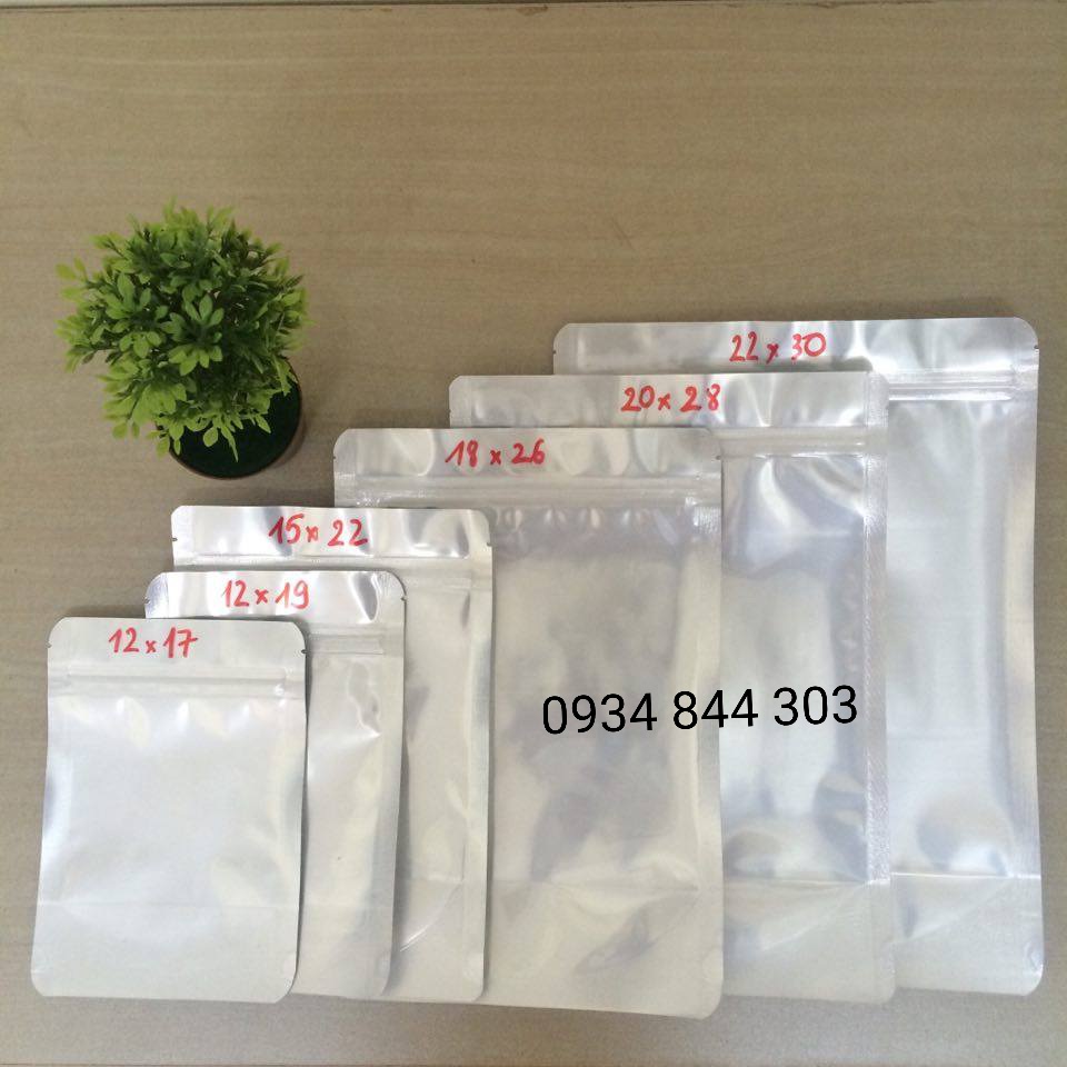 1kg túi zip 1 mặt trong 1 mặt bạc