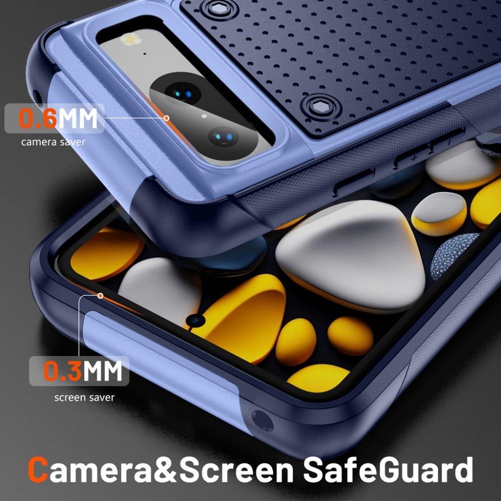 For Google Pixel 7A, Pixel 7, Pixel 7 Pro, Pixel 8, Pixel 8 Pro Case, Dual Layer Hard PC Back&Soft Bumper Resilient Shock Absorb Shockproof Phone Case
