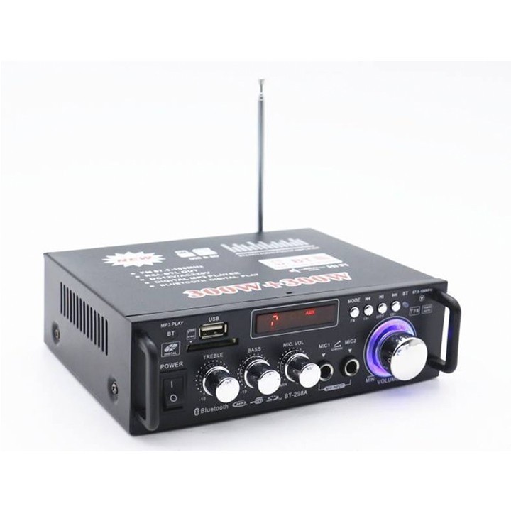 âm li karaoke, âm li mini, karaoke bluetooth - Công suất lớn 4 kênh hỗ trợ tối đa 4 loa, hàng chính hãng bảo hành 1 đổi 24 tháng