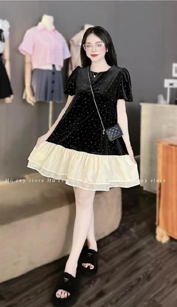 [Bigsize] Váy nhung đá bèo
