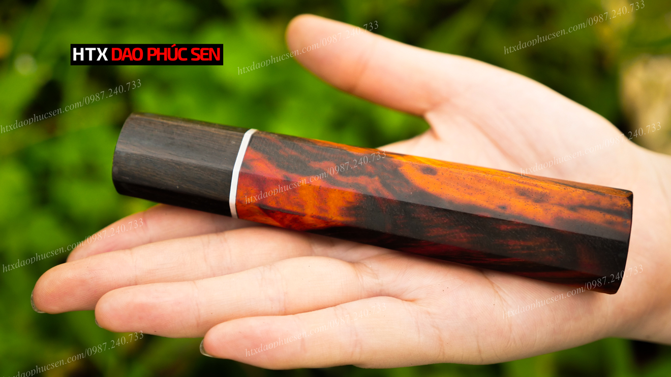 Cán dao Nhật bát giác gỗ Mun,  Trắc - CN08