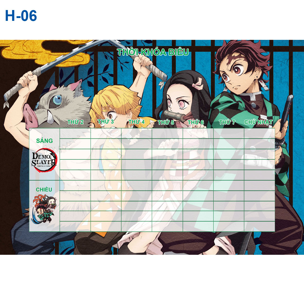 Thời Khóa biểu anime Kimetsu No Yaiba ( Nhiều mẫu khác nhau- combo 3 tờ thời khóa biểu -22k)