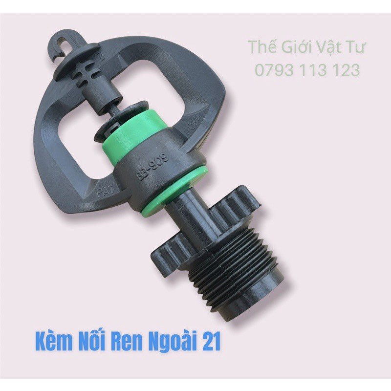 Béc tưới phun mưa xoay 360 độ bb-909 đuôi 6 ly