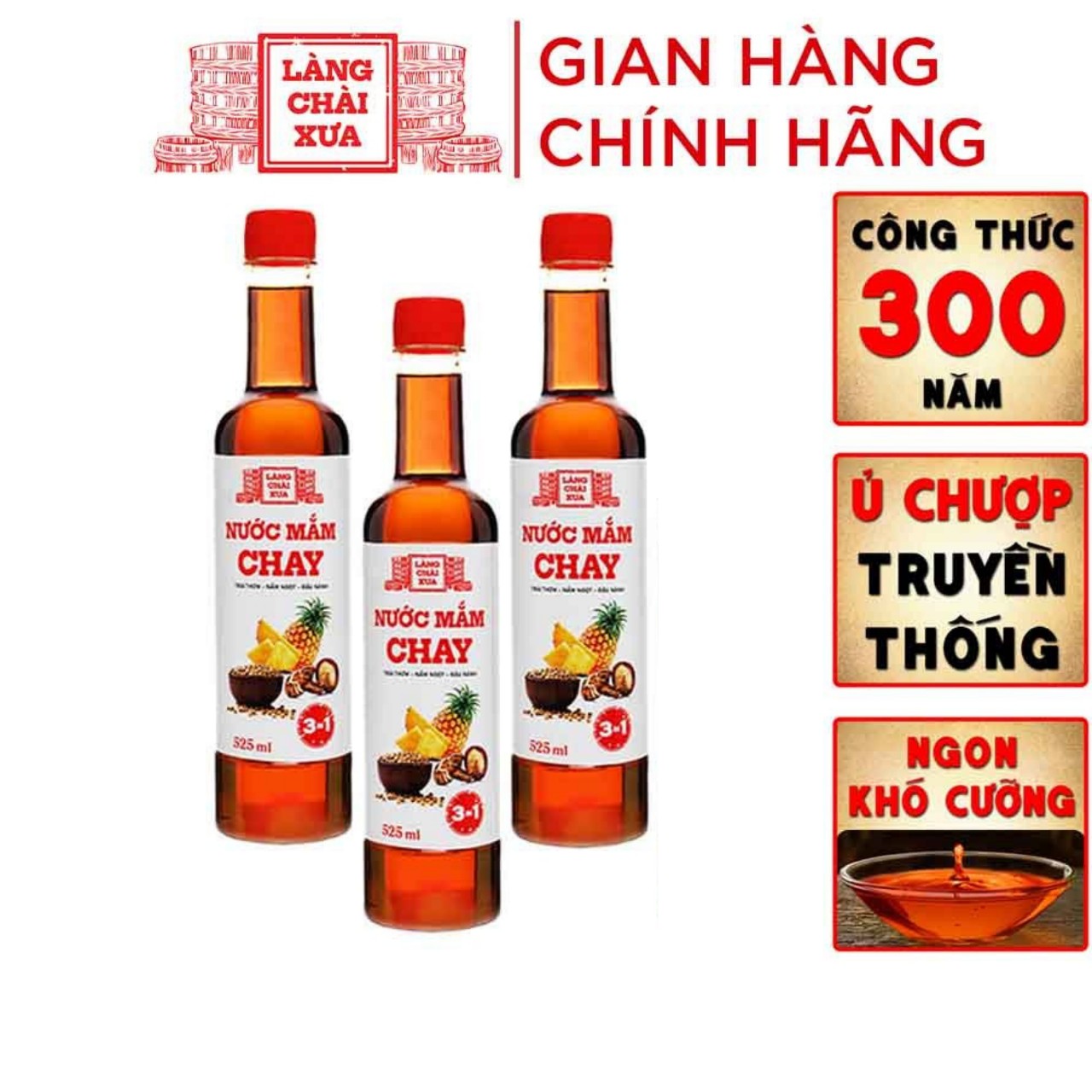 Nước mắm chay 3 trong 1 chai 525ml dứa thơm - nấm ngọt - đậu nành thơm ngon dịu vị