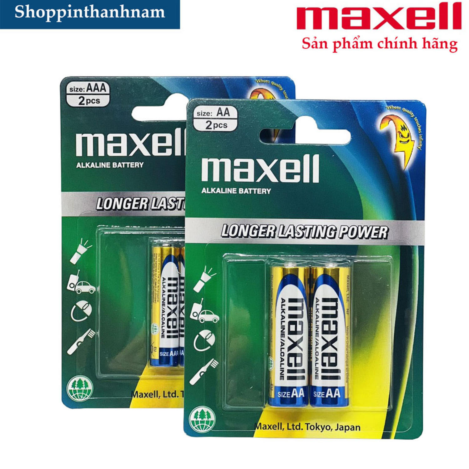 Pin AA / Pin AAA Maxell Alkaline Vỉ 2 Viên Chính Hãng