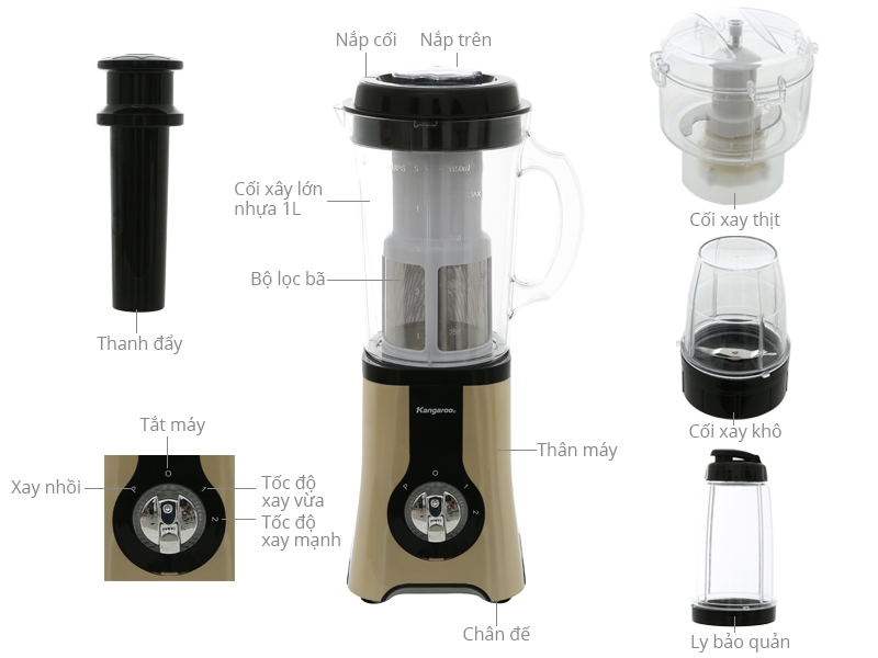 Máy xay sinh tố 4 cối Kangaroo KG4B3