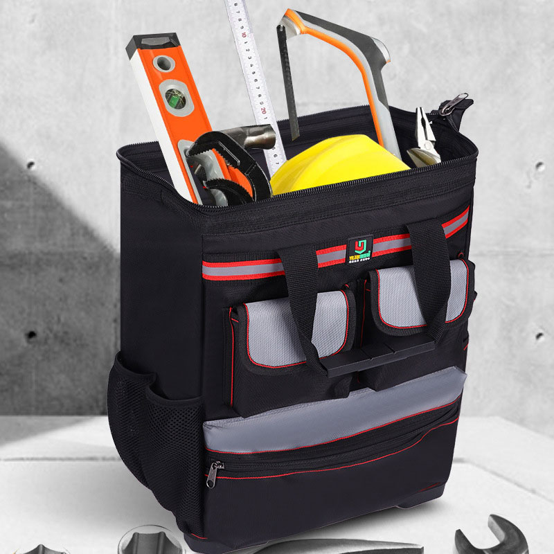 Plastic bottom double shoulder tool backpack large housekeeping service pack cleaning backpack Oxford cloth tool kit portable