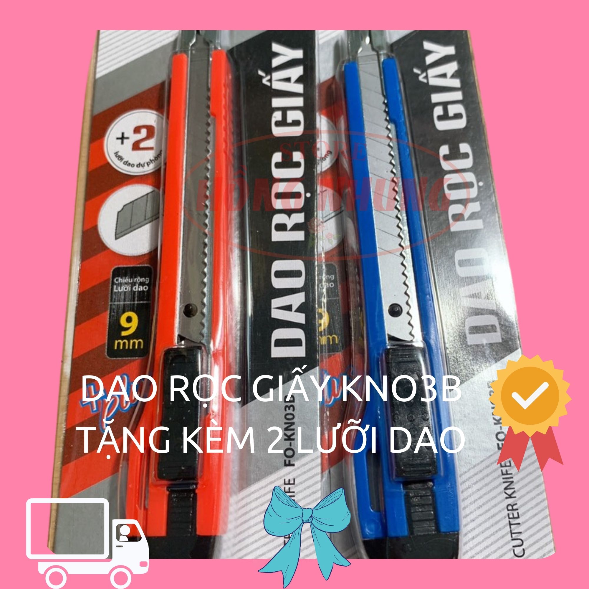 Dao rọc giấy kn03b, chiều rộng lưỡi dao 9mm, tặng thêm 2 lưỡi dao dự phòng