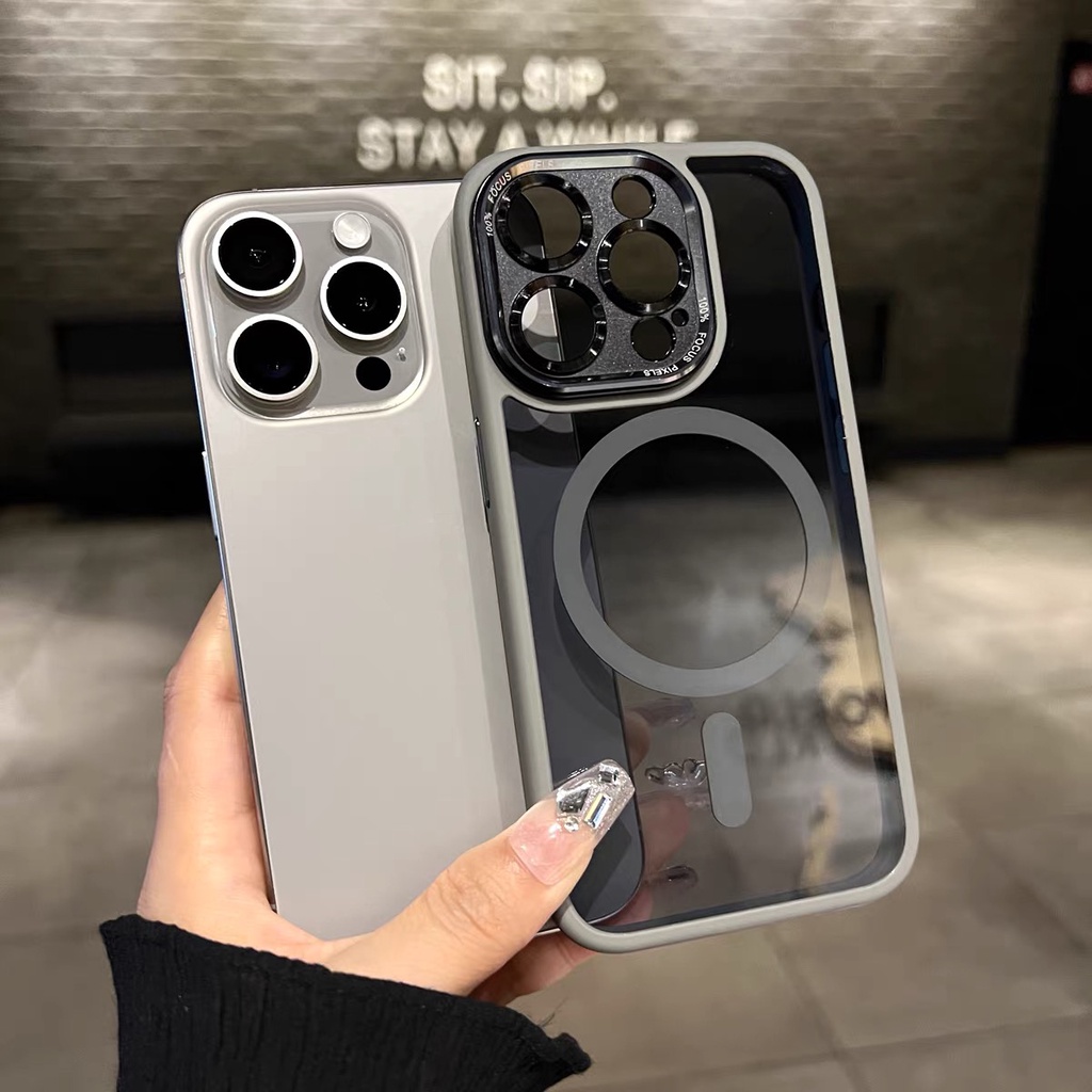 【High quality acrylic hard case/grey】compatible for iPhone 13 14 15 pro max case