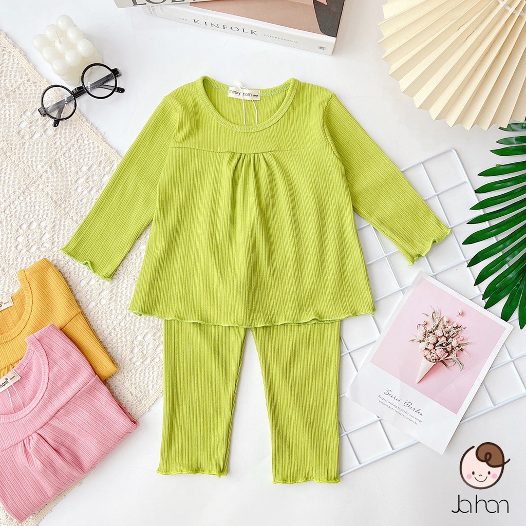 Bộ dài tay gân tăm thun tăm cho bé gái Minky Mom từ 7-19kg